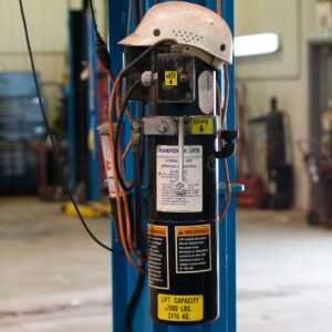 close up of an auto lift's controls