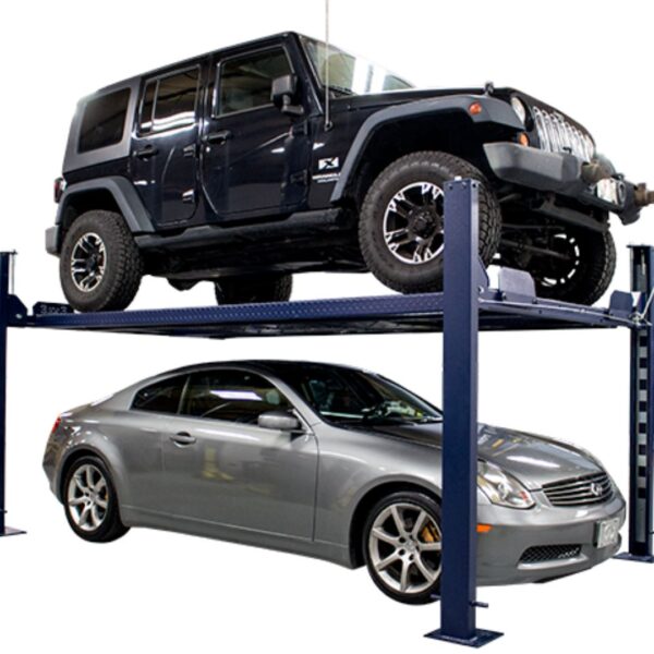 vehicle on a lift and another car below it